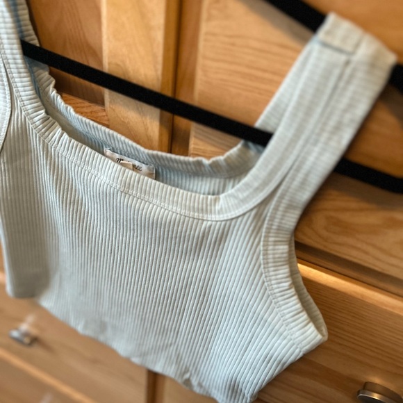 Madewell Luma Square Neck, Crop Tank Top — Green — Size Medium - Picture 4 of 4